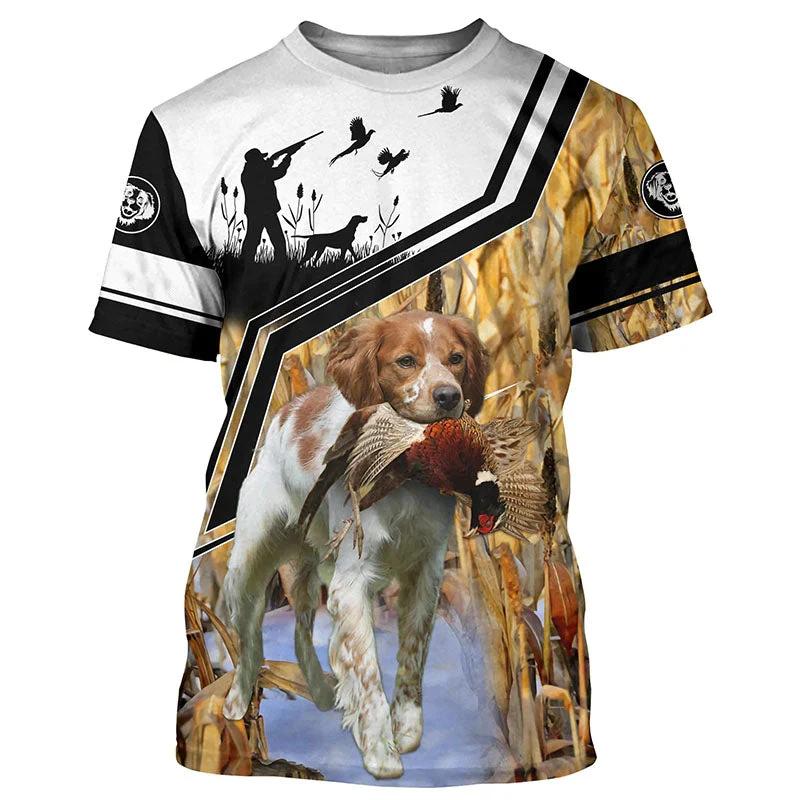 2024 men's short sleeve clothing top, hunting animal pattern printed top T-shirt, summer men's outdoor T-shirt, S-5XL