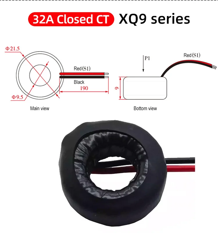 Hochstabiler geteilter Kernstromwandler, offener Typ, Spule CT, AC 32 A, 63 A, 100 A, 500 A, Klemmsensor – Detail 9