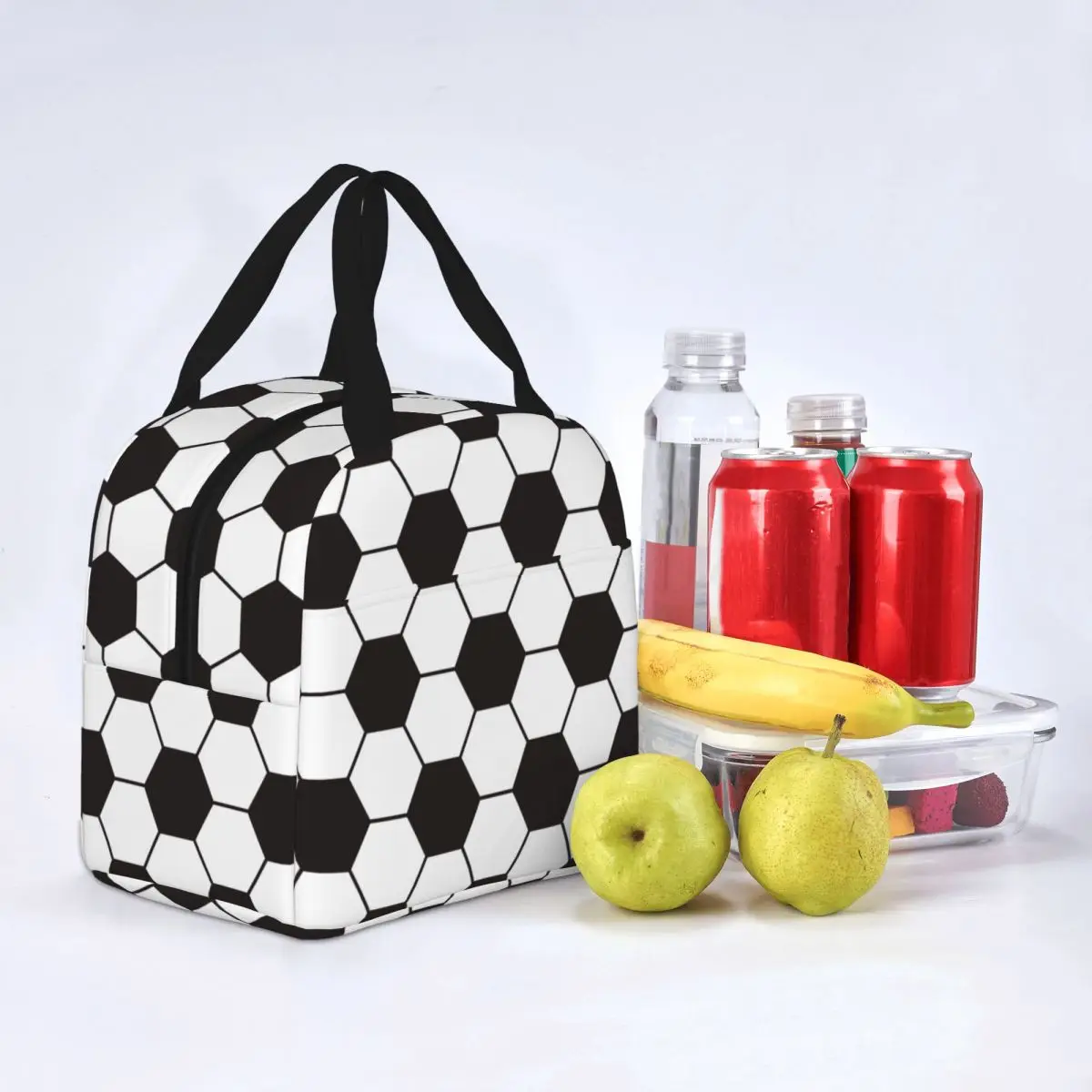 Classic Football Insulated Lunch Bags Cooler Bag Lunch Container Soccer Balls Sports High Capacity Lunch Box Tote Outdoor