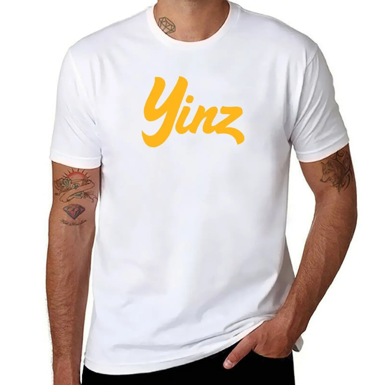 

YINZ (Gold Script) T-Shirt printed t shirts for man t shirts for man cotton funny T-Shirt