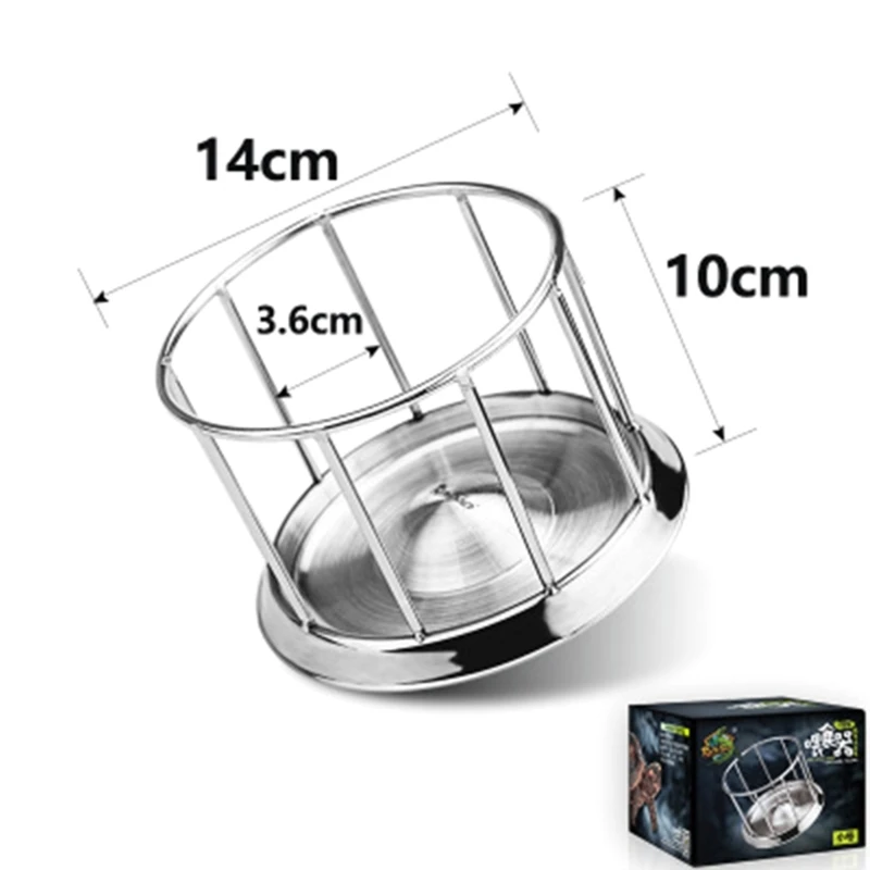 304 Stainless Steel Tortoise Turtle Feeder Pet Supply Semi-Water Food Dispenser Bowl Feeding Tool Reptile Basin Home Water Dish