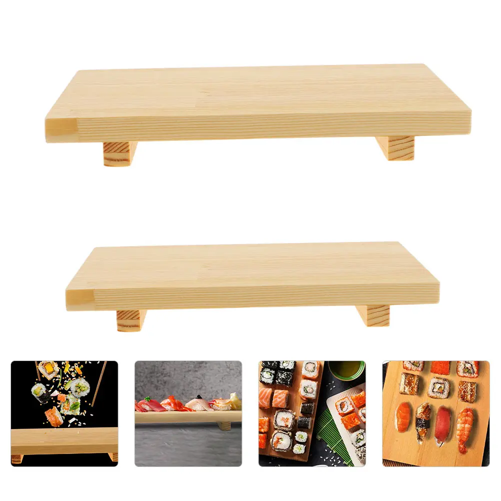 

2pcs Sushi Board Wood Food Service Eco friendly Snack Tray Japanese Tableware Kitchen Japanese Style Tableware Bar Use