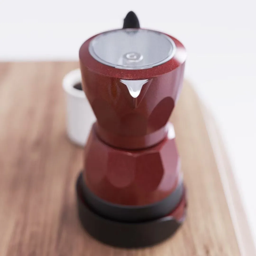 110V/220V 전기 커피 메이커 휴대용 150ml 3 컵 알루미늄 모카 포트 전기 이탈리아 커피 메이커 가정용 붉은색
