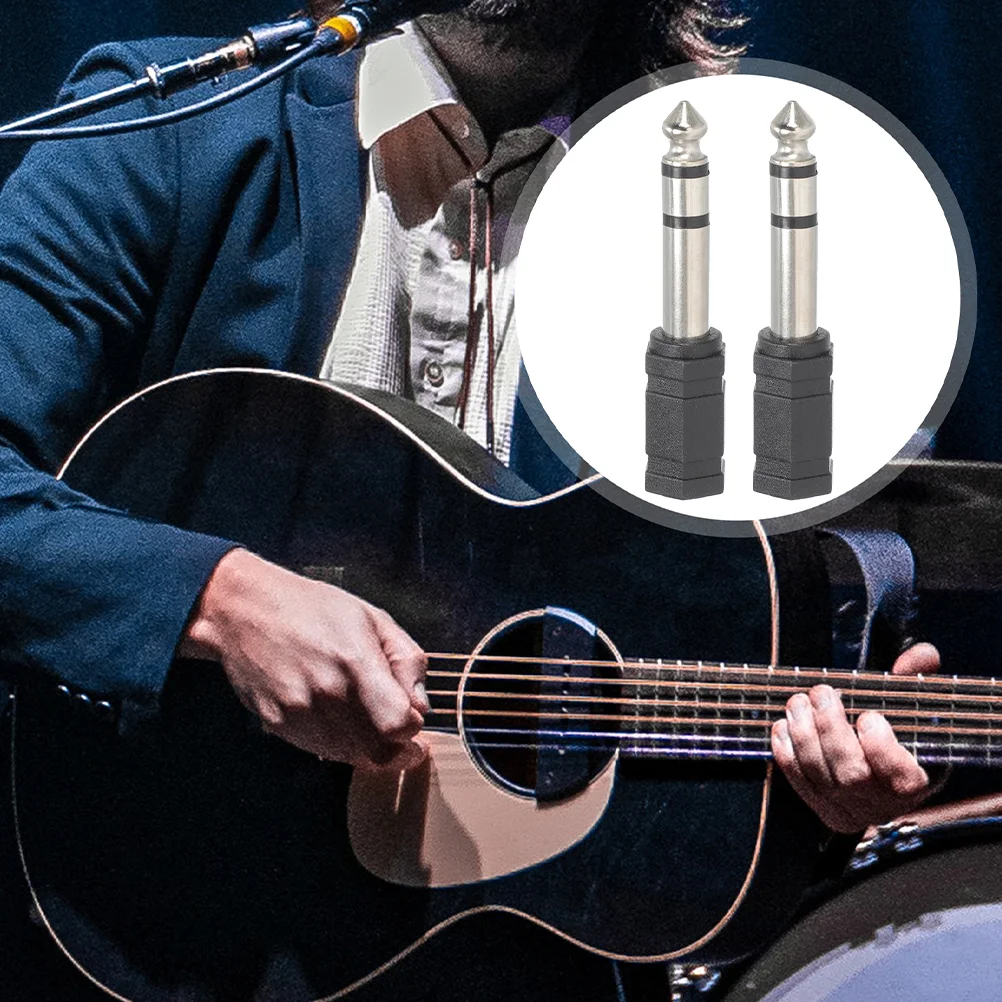 2 Pcs Guitar Box Adapter Audio Cable 65 to 35 Male 6pcs Headphone Jack 635mm Connector Microphone Zinc Alloy Converter