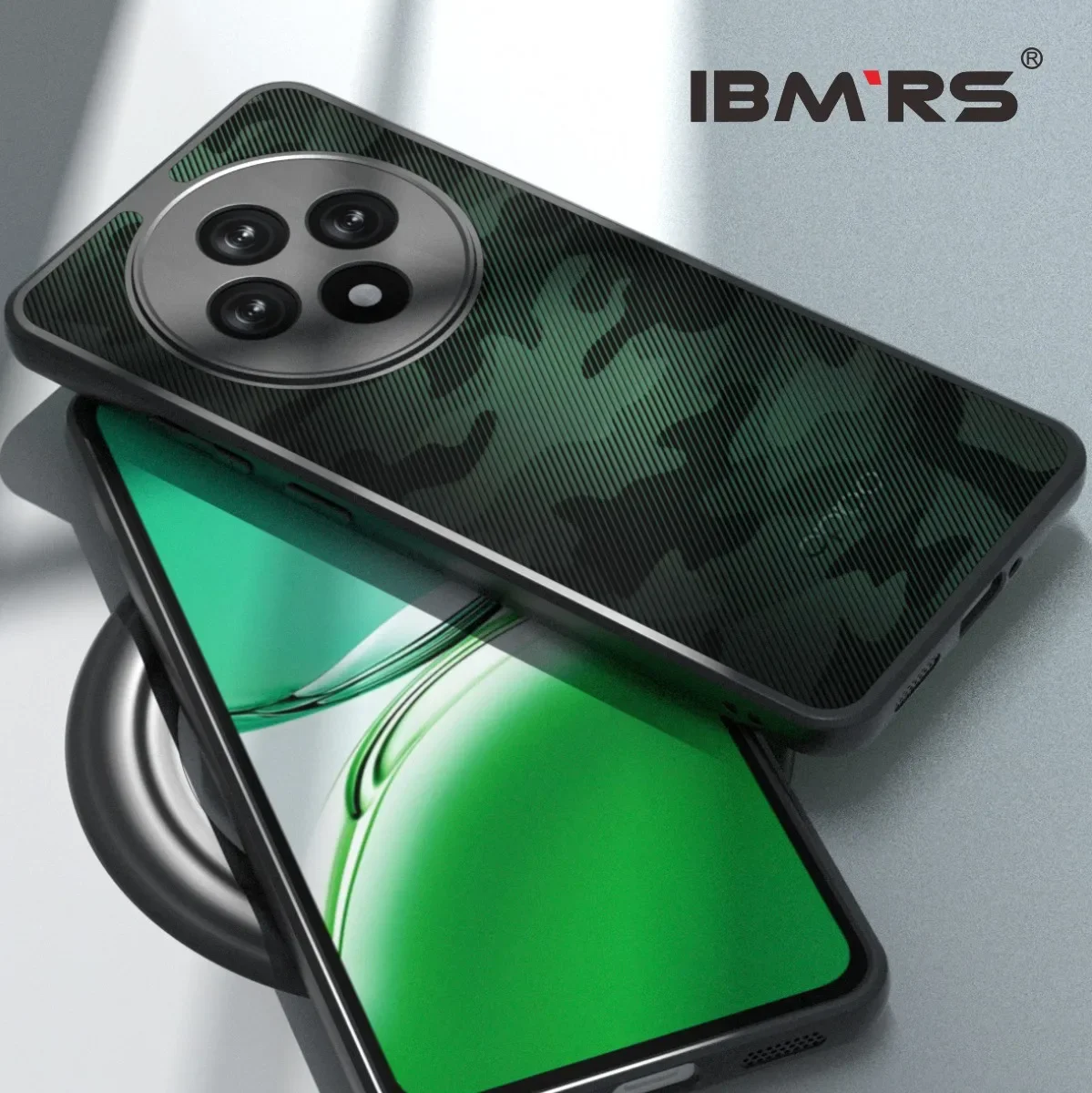 IBMRS for Oppo Reno12 F 4G/5G Matte Case - Military Drop Protection, Shockproof, Anti-Fingerprint, Camo Black, Slim & Anti-Yello