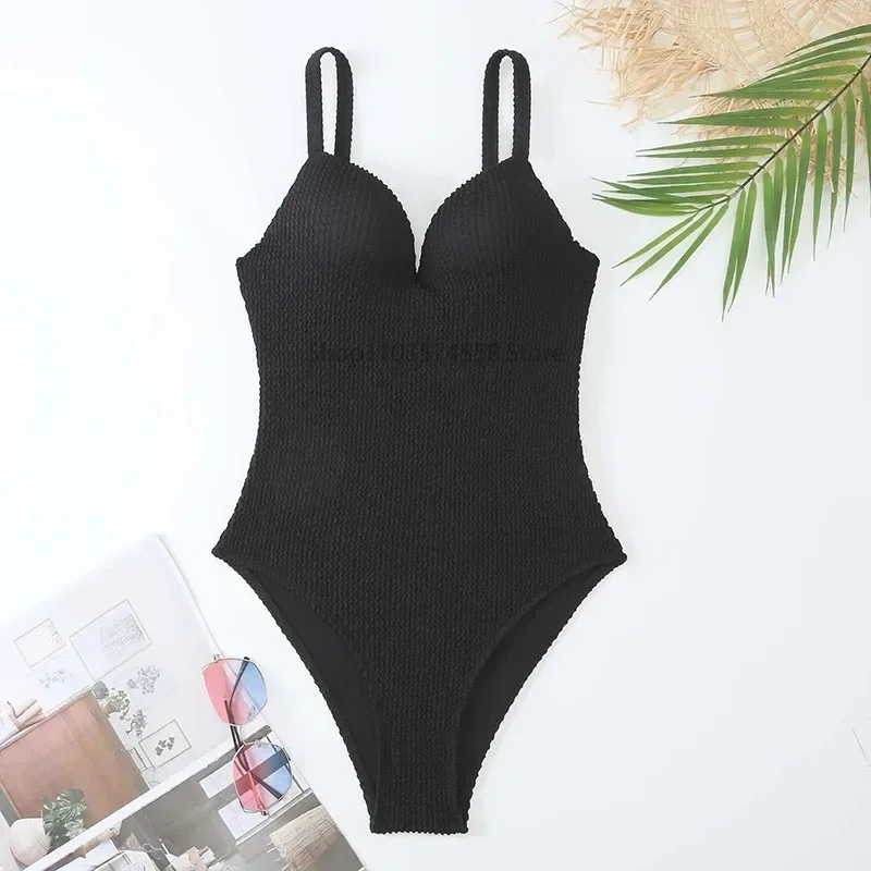 Women's one-piece reinforced swimsuit, smooth swimsuit, summer beach clothing