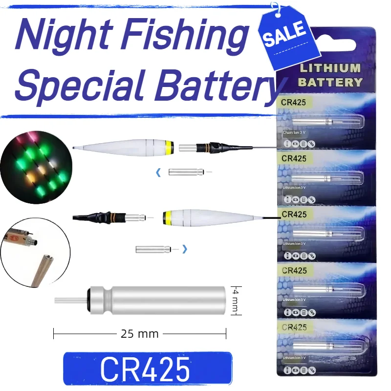 

3V CR425 Lithium Battery Upgrade for Fishing Float Night Light - Luminous Float Tackle Accessories, Pin Cells Fishing Tools
