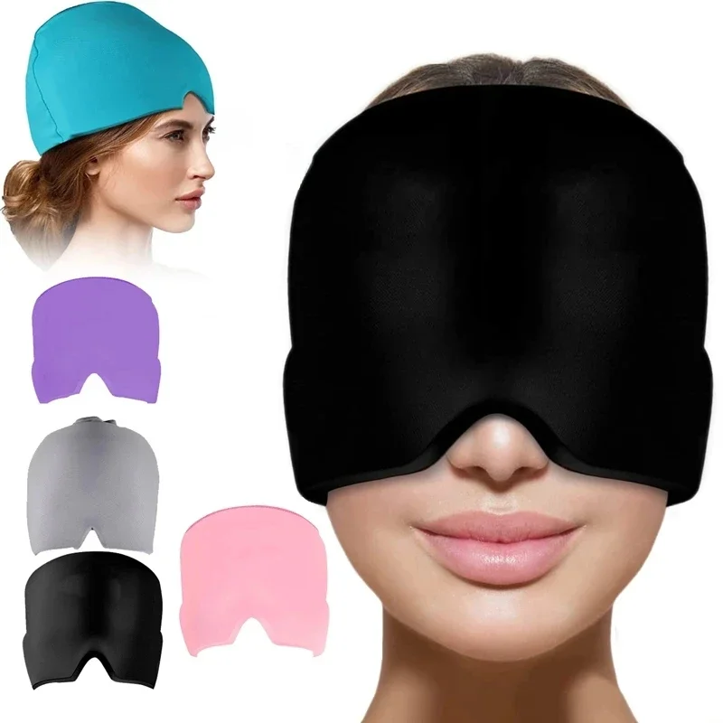 Form Fitting Gel Ice Headache Migraine Relief Hat Cold Compress Therapy Cap Ice Head Wrap Pack Mask for Tension Sinus Stress