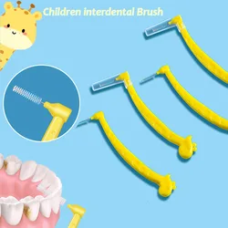 Fawnmun 10Pcs/Bag L-Shape Interdental Brush For Children 0.6mm Ultra-fine Bristle Dental Cleaner Oral Care Push-Pull Teethbrush