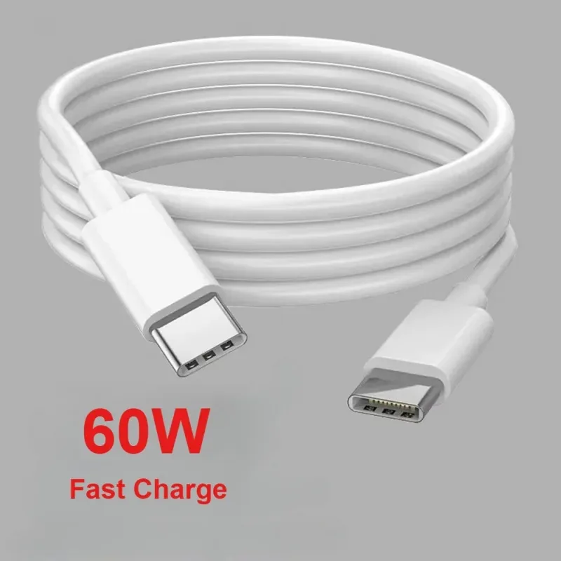 PD 60W USB C to USB Type C Cable Fast Charge Data Cable For Iphone 16 16Pro Huawei Samsung Xiaomi Data Line  White 1M 1.5M 2M