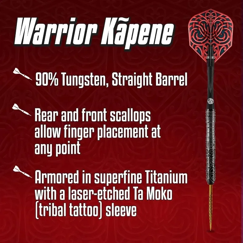 

Выстрел! Стальной наконечник для дартса, Warrior Kapene (22 г), вольфрам 90%, сбалансированный по центру для максимальной аэродинамики