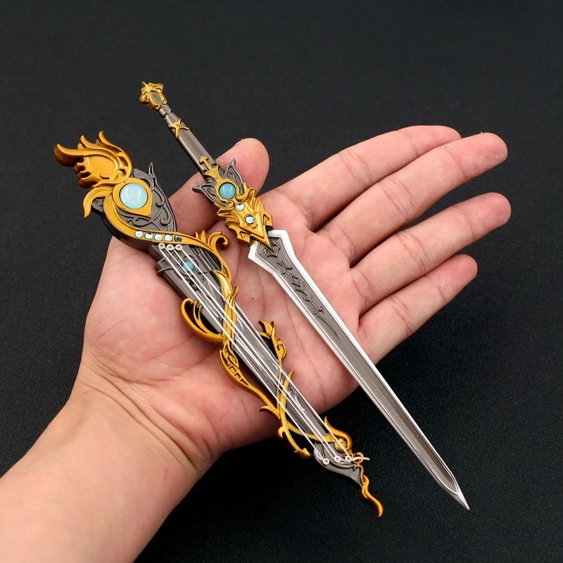 Figura de juego de 26cm, juguete artesanal de Metal periférico, modelo de espada, accesorios, adornos de decoración de escritorio, regalos de cumpleaños para niños, Juguetes