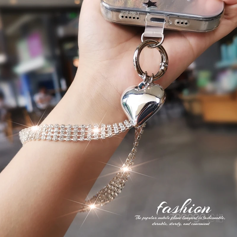 

Цепочка для мобильного телефона Love Flash с бриллиантовым кулоном, изысканная роскошная подвеска для покупок с защитой от потери мобильного телефона, женская мода