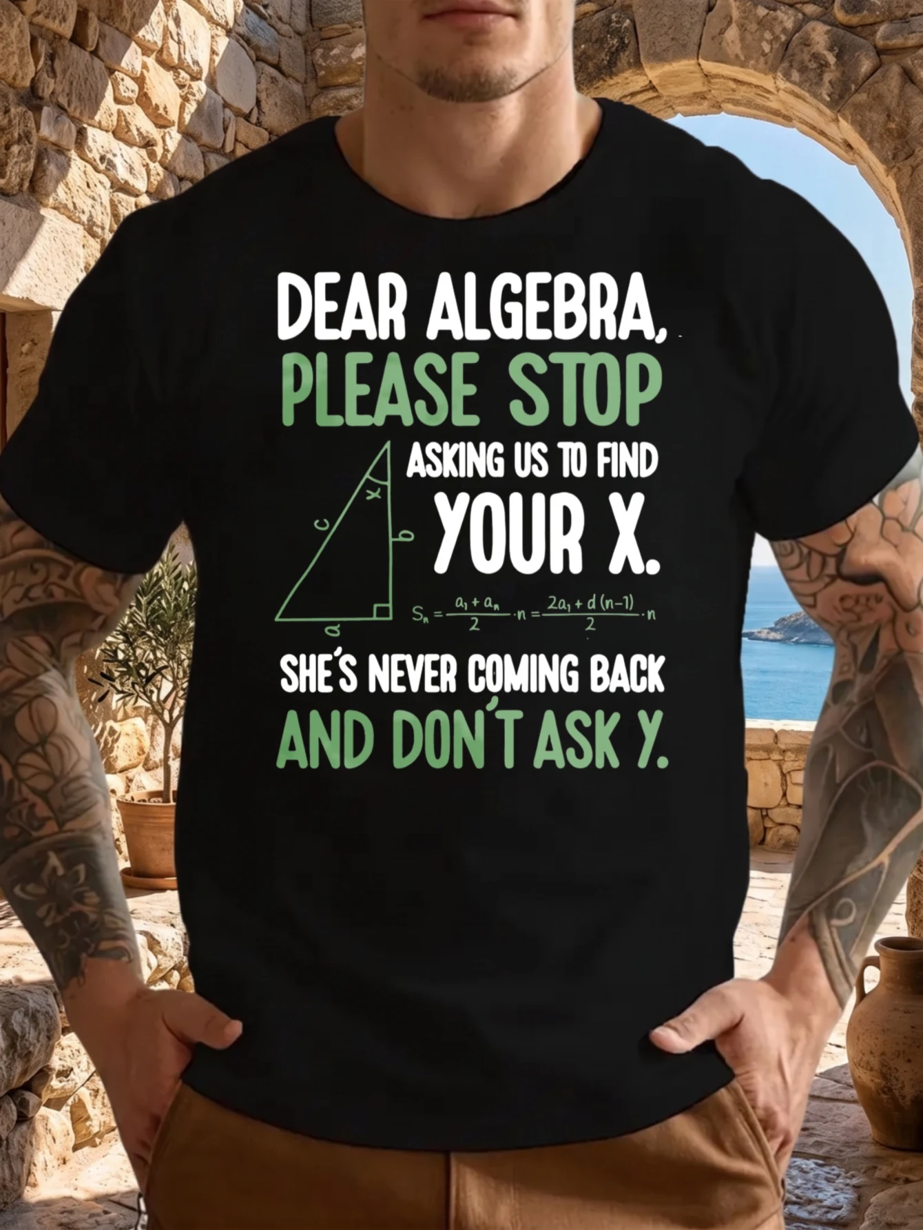 1 Stück 100% Baumwolle Unisex T-Shirt mit Aufdruck „Dear Algebra Please Stop Asking Us To Find Your X“ O-Ausschnitt Kurzarm T-Shirt, Übergröße, bequeme Freizeitkleidung, maschinenwaschbar