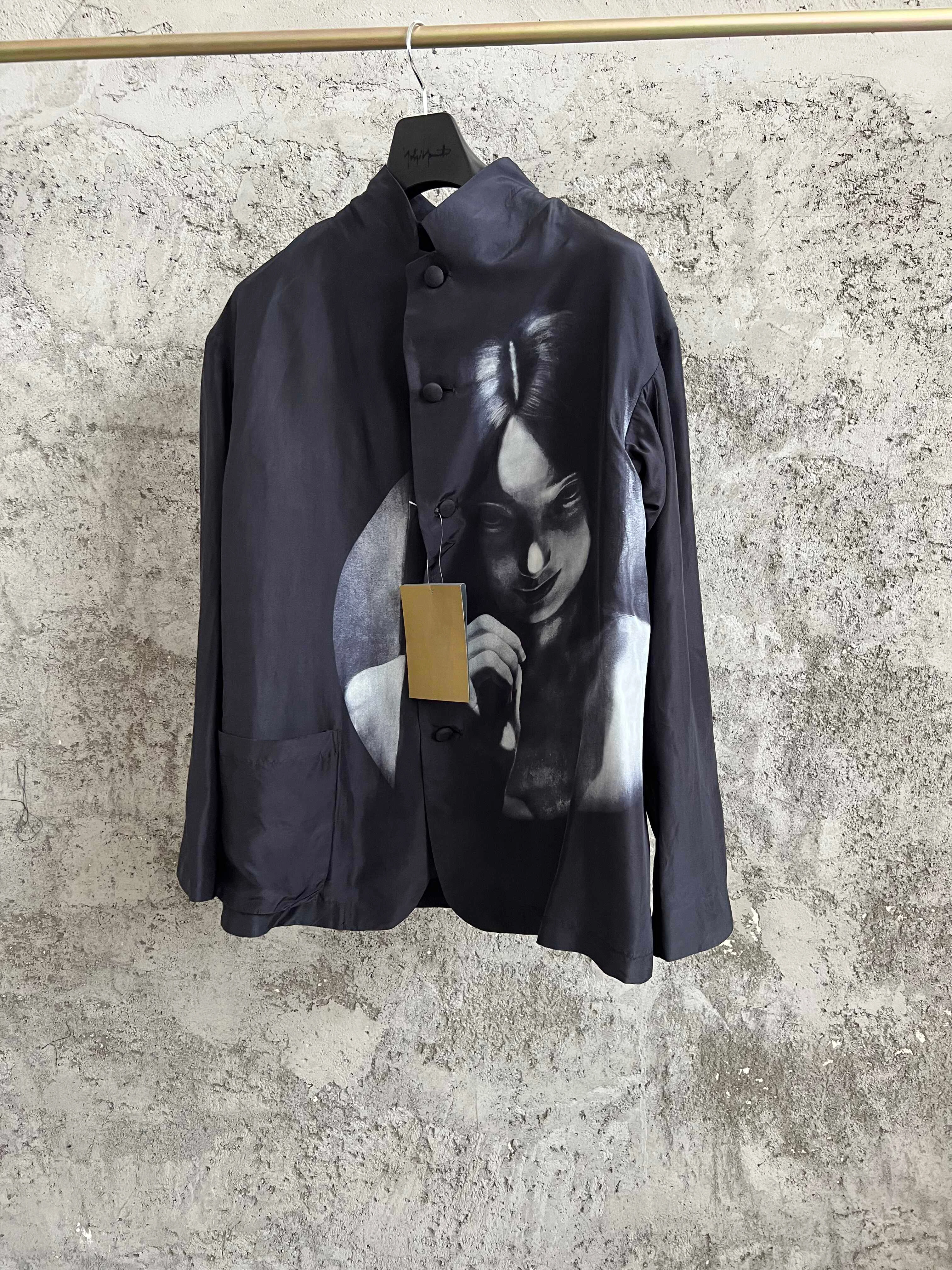 TOP-YAMAMOTO silk printed jacket Black beauty portrait suit Tokyo