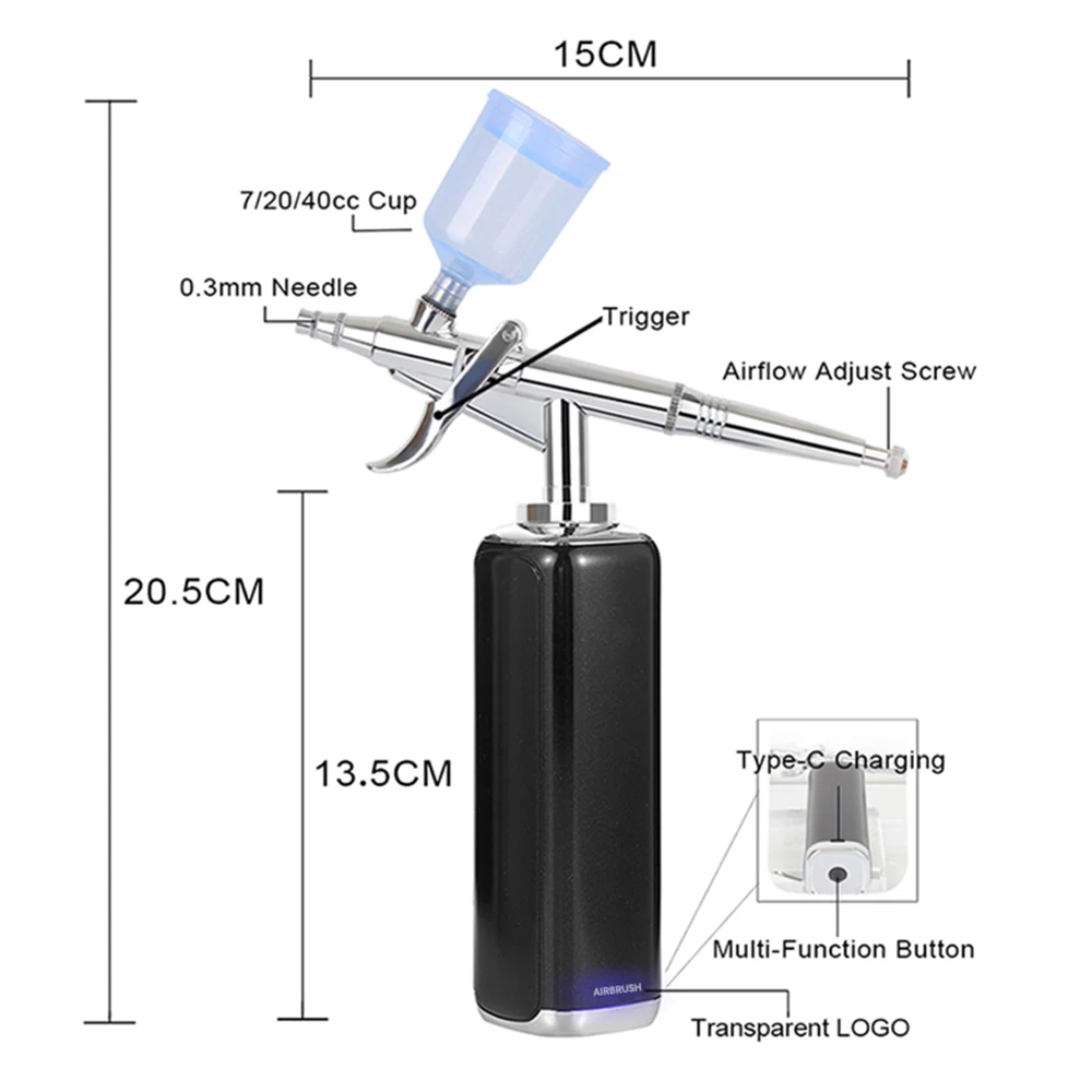 Cheap Airbrush With Compressor Kit 20CC 40CC Single-Action Pen Super Works Nail Mineral Paint Gun Tattoo Salon Art Design