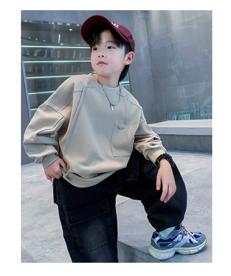 Neue Jungen-Sweatshirts 8 10 12 14 Jahre Alte Kinder Pullover Baumwolle Langarm Koreanische Kleidung Frühling Herbst Lässige Sweatshirts Oberteile – Detail 9