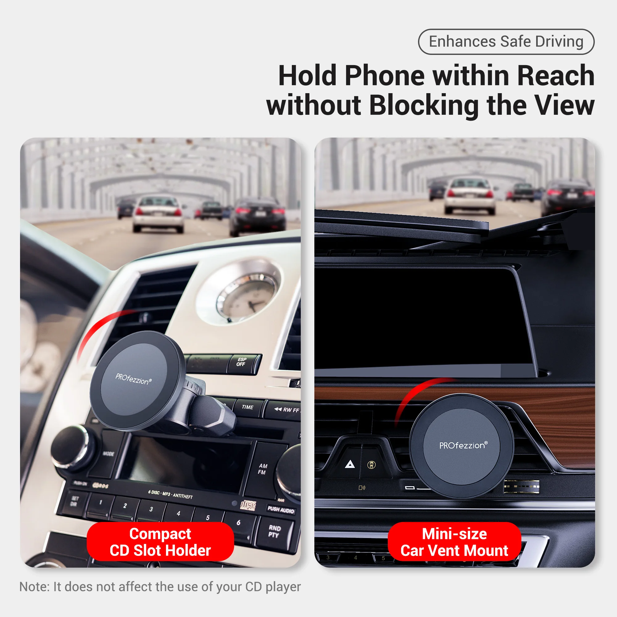 PROfezzion Magnetic Holder Car CD Slot Air Vent Mount Stand Cell Phone Support for iPhone 15 14 13 12 Pro Max for iPhone 14 Plus