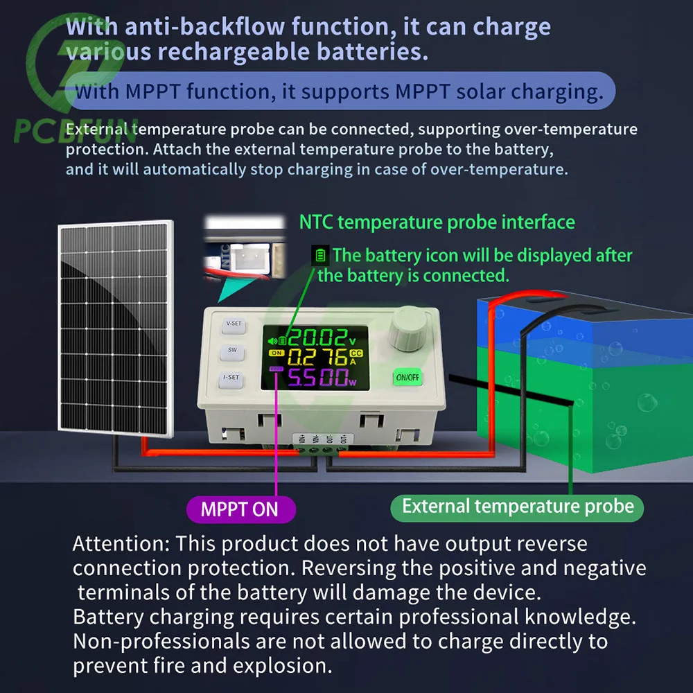 SK120X CNC Lift-off DC Adjustable Voltage Regulator Constant Voltage and Constant Current Solar Charging Module MPPT Support