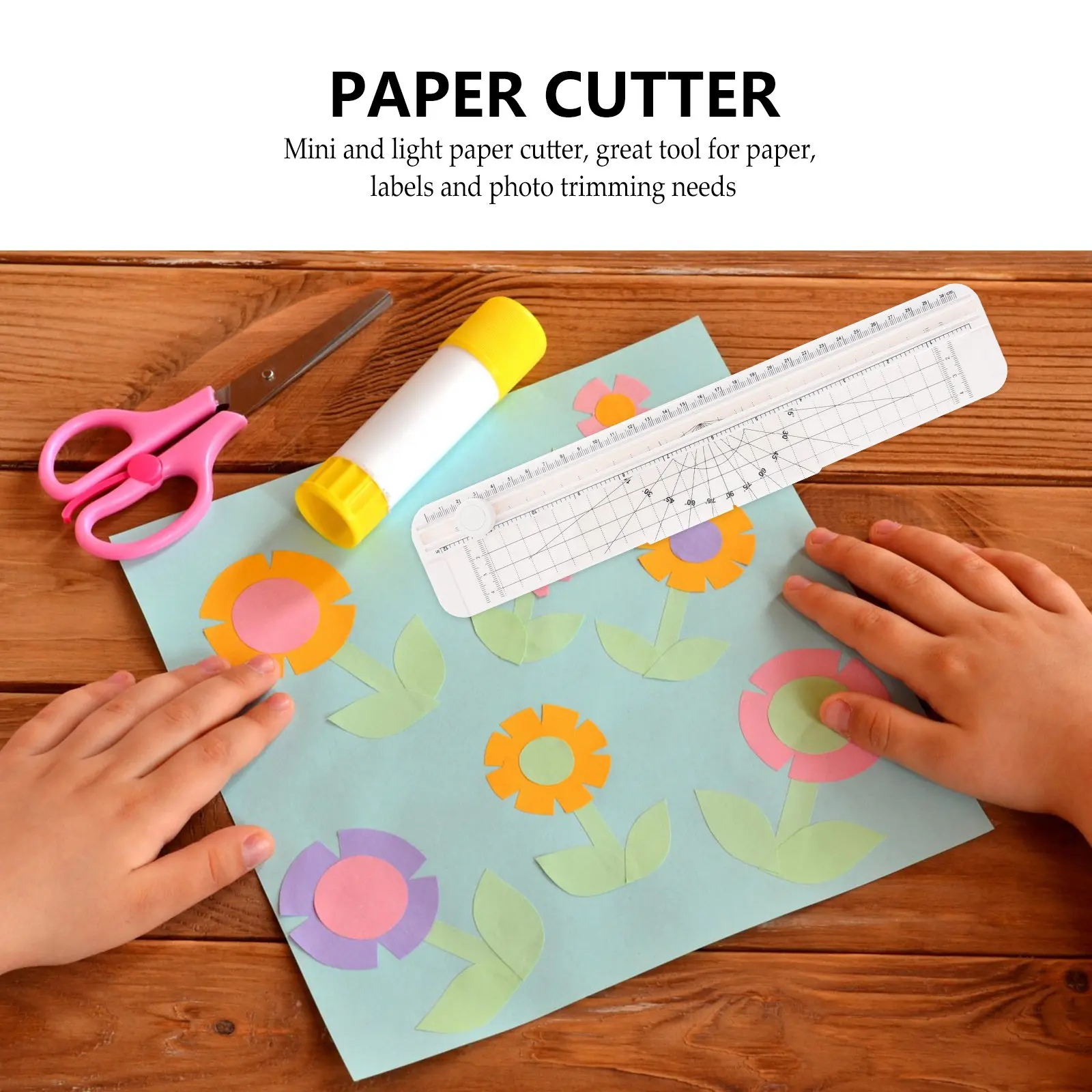 A4 Paper Trimmer Cutter with Pull-Out Ruler Alignment Grid Scale for Accurate Cutting Mini Lightweight Portable Scrapbooking