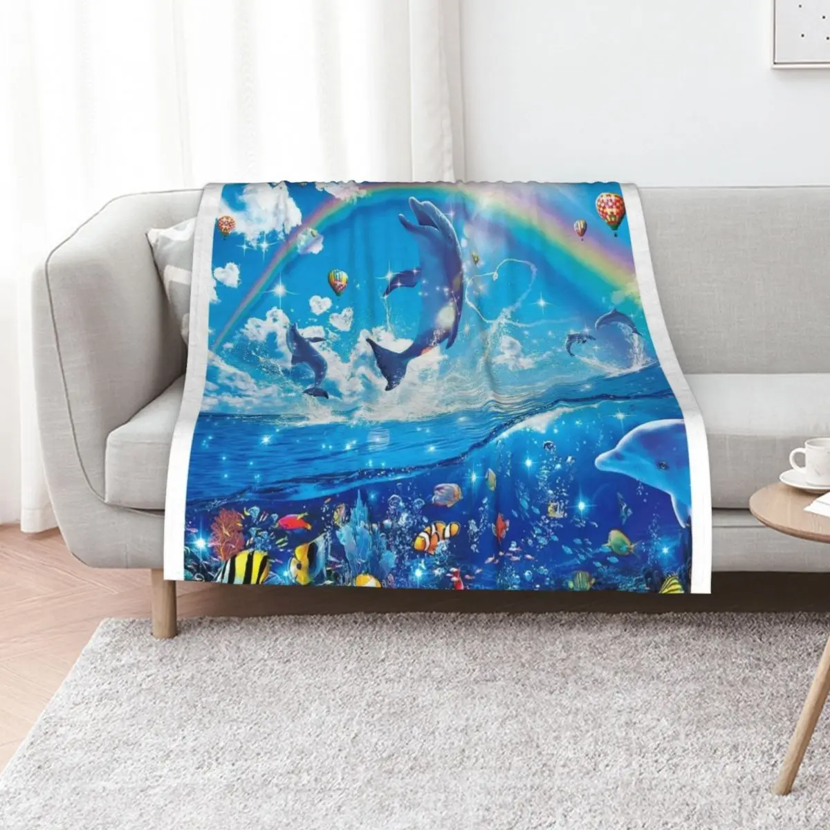 

Symphony Dolphins Frutiger Aero Throw Blanket Tourist Luxury Throw Moving Baby Blankets