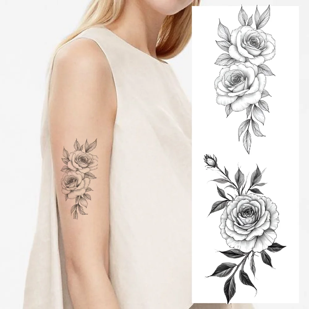 

9pcs Temporary Tattoo Peony Temporary Tattoo Stickers Daisy Rose Line Art Ladybug For Arms Thighs Ladies
