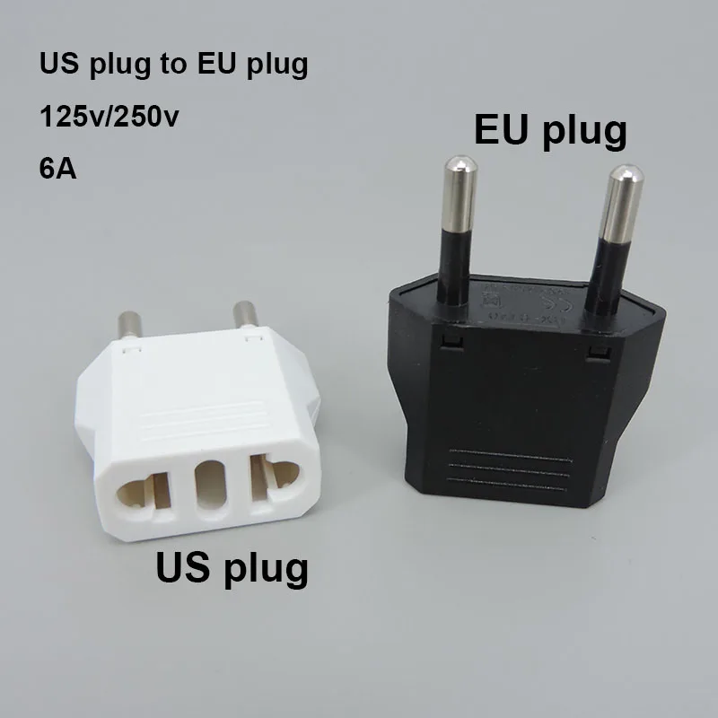 2 Pin Universal US To EU Plug USA To Euro Europe Travel Wall AC Power Charger Outlet Adapter Converter Round Socket Input c1