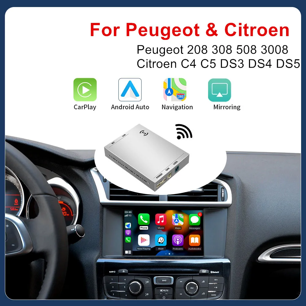CARABC Wireless Carplay Android Auto For Peugeot Citroen SMEG MRN NAC System 208 308 508 3008&C4 DS3 DS5 Support Rear Camera