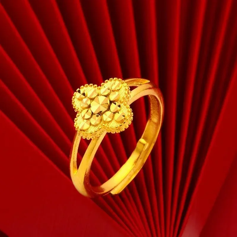 High End Multi Style Live Flower pavone placcato puro vero oro giallo 18 carati 999 24k Index Finger Ring Lovers Straight Never Fade J