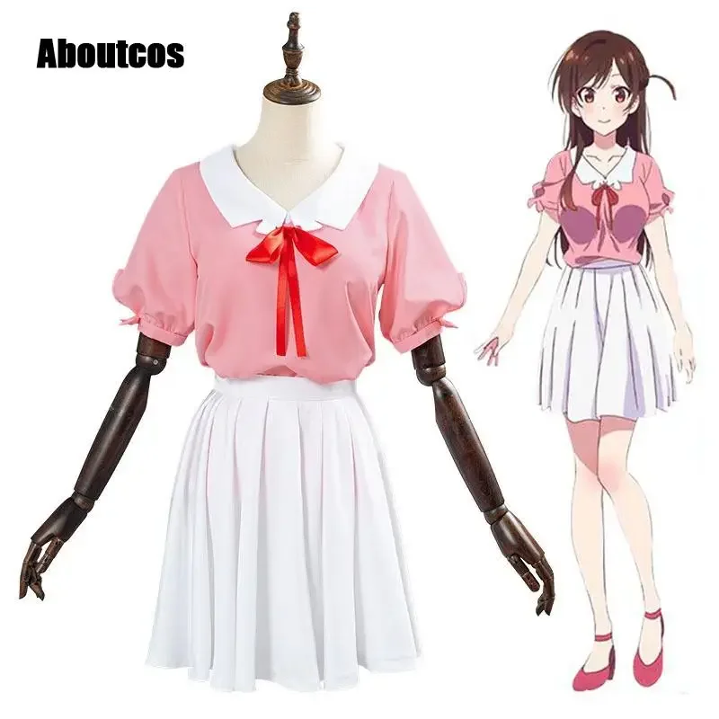 Aboutcos Rent A Girlfriend Anime Costume Mizuhara Chizuru Daily Uniform Comic Cosplay Kawai Wig Japan Style Women Dress