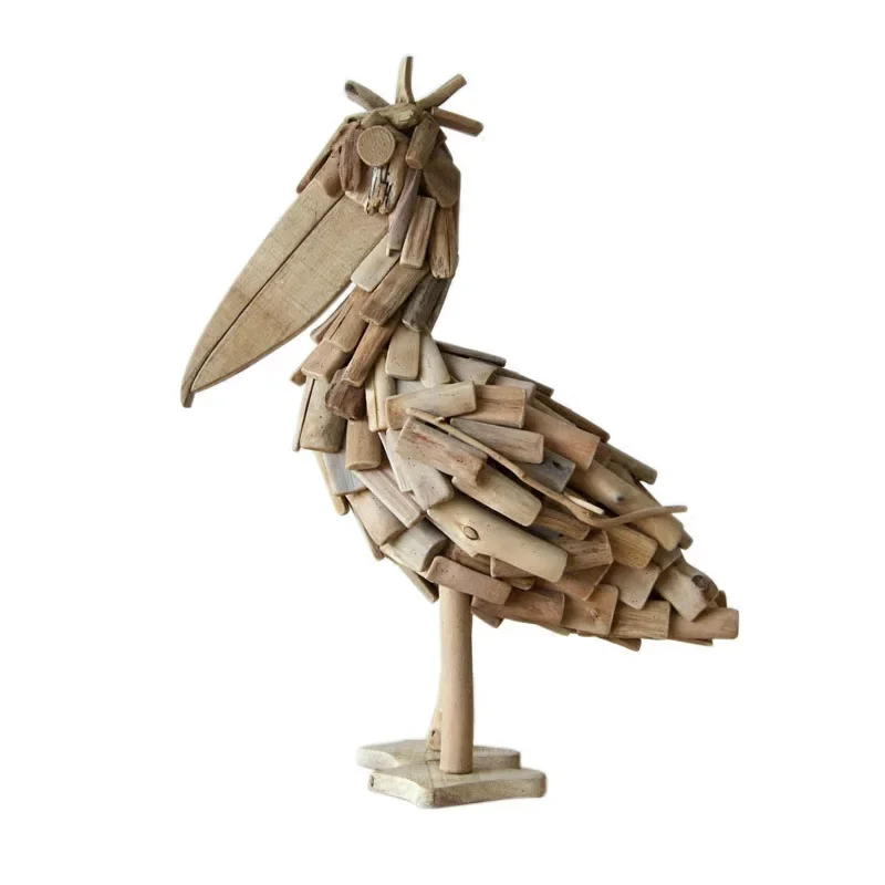 

Handmade solid wood unique big bill bird living room TV cabinet ornament European home decoration natural handicraft creativity