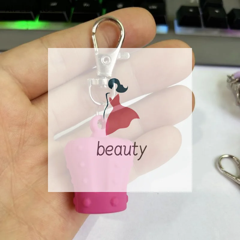 Pendant Makeup Tool Accessories Portable Lip Gloss Keychain Caps Silicone Lid Holder Keyring Pendant For Lip Balm Bag