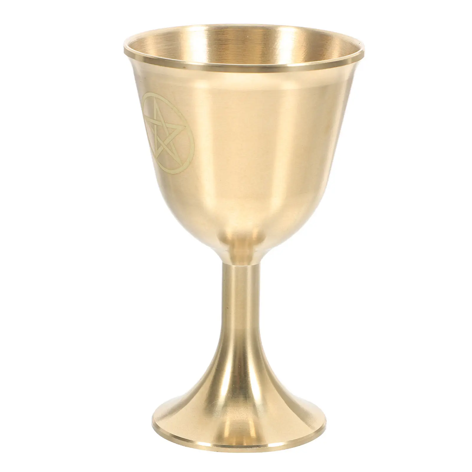 Pentagram Brass Goblet Vintage Golden Pentacle Goblet for Altar Ceremonies Prayers Water Offering Wine Cup Ritual Mystic Decor