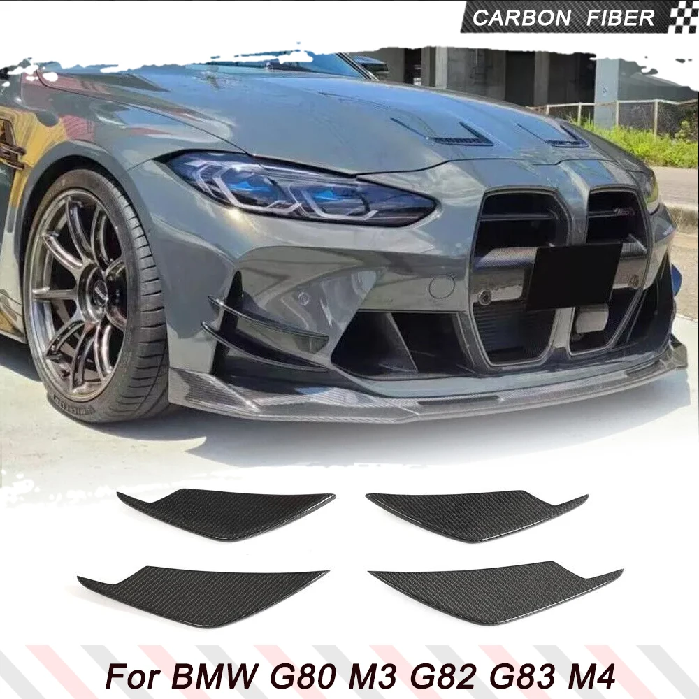 DRY/Wet Carbon Fiber Car Front Bumper Canards Bumper Air Vents Trims for BMW G80 M3 G82 G83 M4 2021 2022 Front Bumper Fins