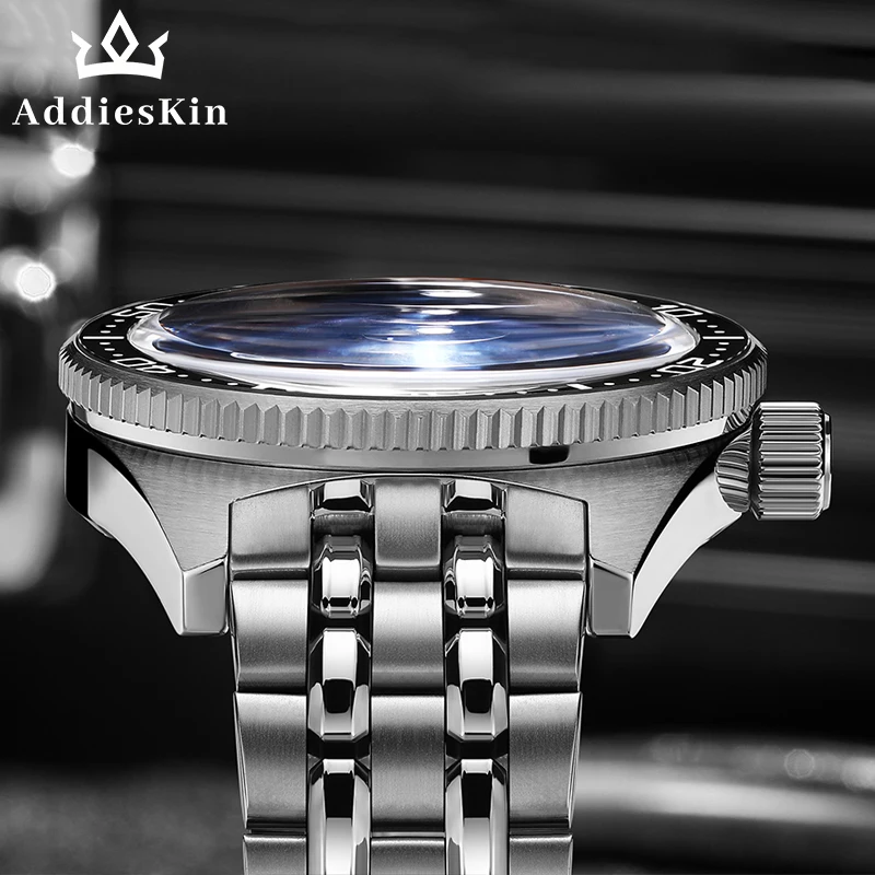 ADDIESKIN K006 Light Green Crystallized Titanium Men's Automatic Watch Ice Crack Dial Sapphire Crystal Miyota 9015 BGW9 Luminous