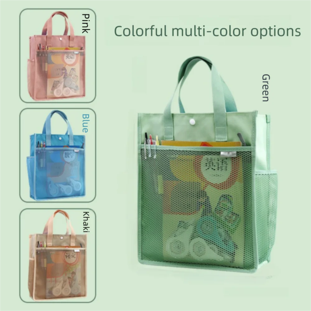 

Portable Book Storage Bag Handheld Transparent Art Storage Bag Large Capacity with Handle A4 File Organizer for Students