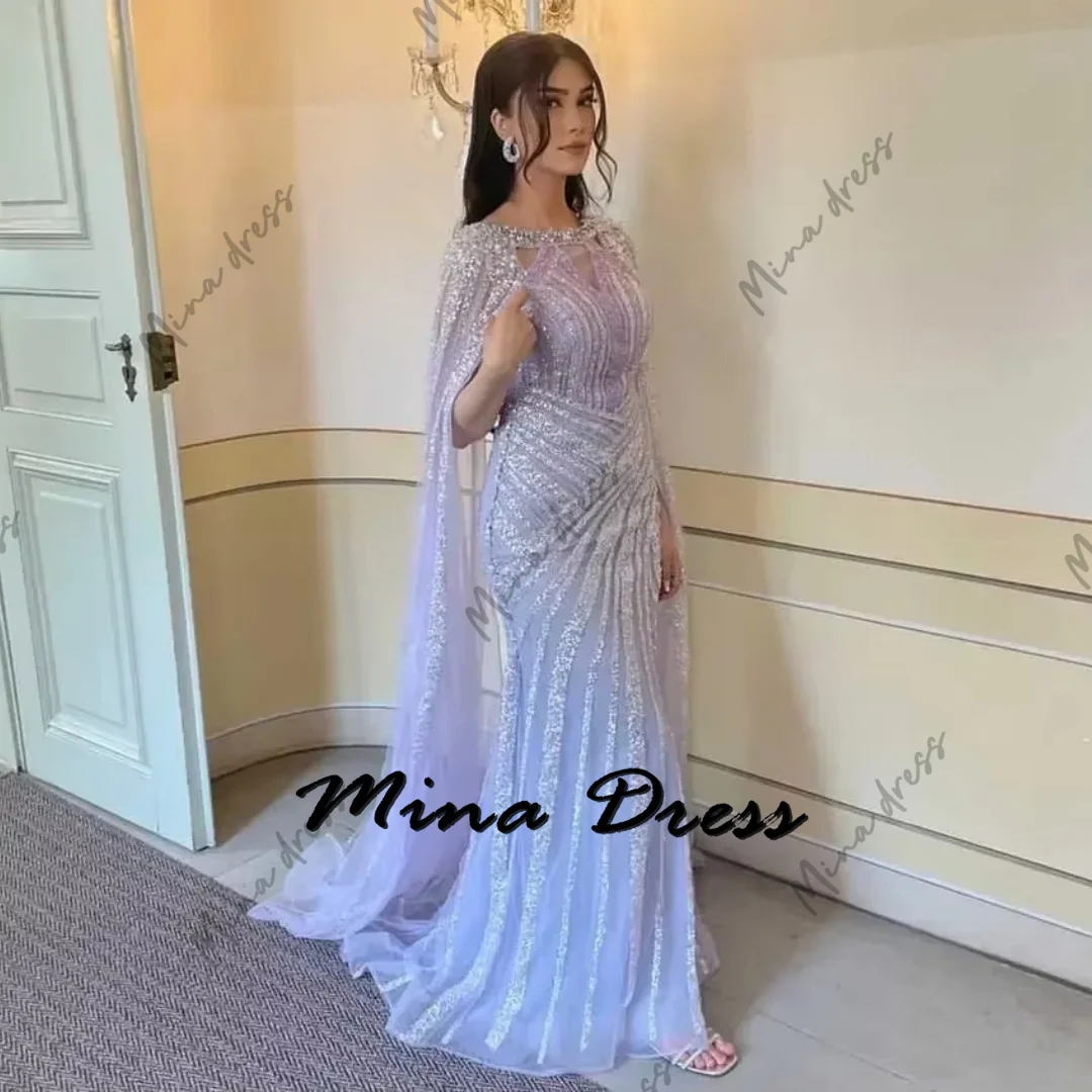 

Mina Customized Luxury Sequined Evening Gown Elegant Womens Party Dresses for Special Occasions Brimstone Sleeve Back Zipper