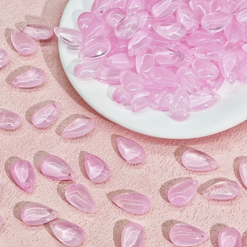 25 قطعة 8x14 مللي متر المزجج اكسسوارات قطرة الماء قلادة DIY بها بنفسك اليدوية مجوهرات اكسسوارات شقة قطرة الماء قلادة المواد بالجملة