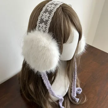 Spitze Bogen Ohren schützer Winter warm verdickte Frauen kawaii japanische jk Band Gehörschutz Haarband Radfahren Ohr säcke y2k Zubehör