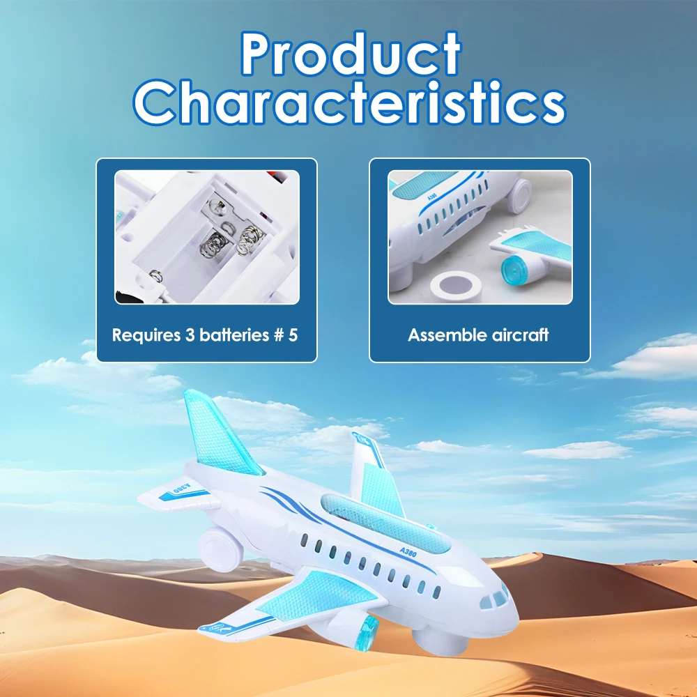 Kids Light Music Simulation Passenger Plane Toy Electric Airplane Model with Lights Sound and Music for Boys Birthday Gift