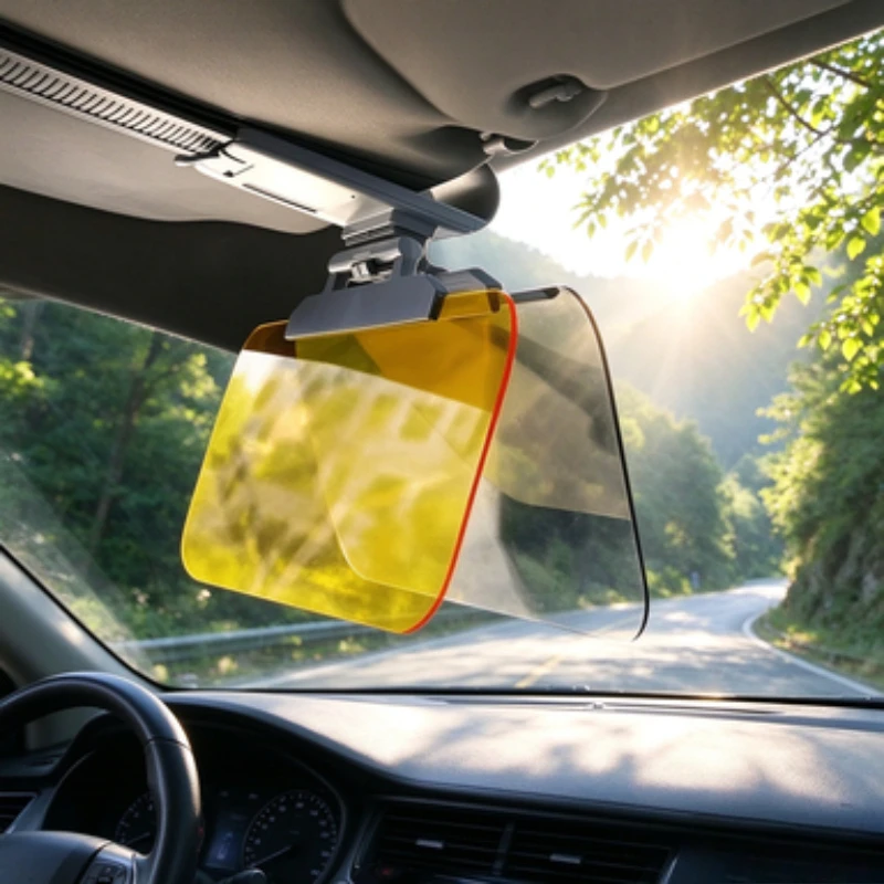 1pc 2-in-1 Day Night Car Polarized Sun Visor Adjustable Transparent Anti-Glare Sun Shield Automobile Safe Driving Accessory