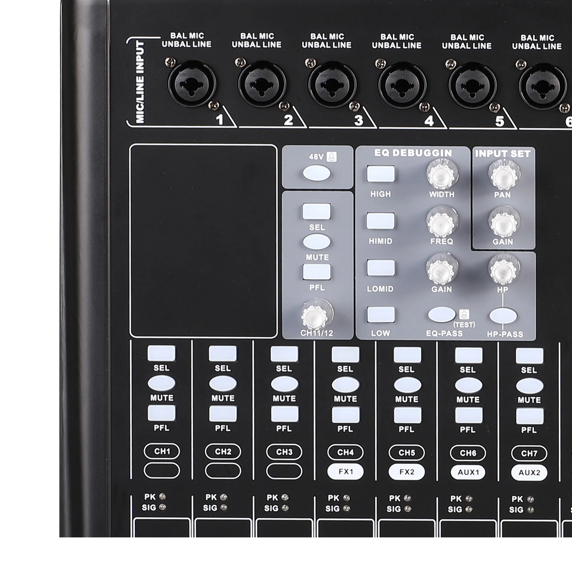 Imagem -05 - Channel Mixer Digital Fader Elétrico Mixing Console Professional Audio Console 48v Pcsoftware Equalizadores Gráficos Leicozic12