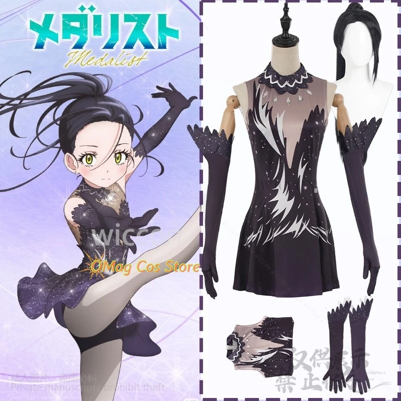 

Anime Medalist Cosplay Kamisaki Hikaru Costume Skating Outfit Dress Gloves Dancing Clothes Sexy Kawaii Jirai Kei Wigs Outfits