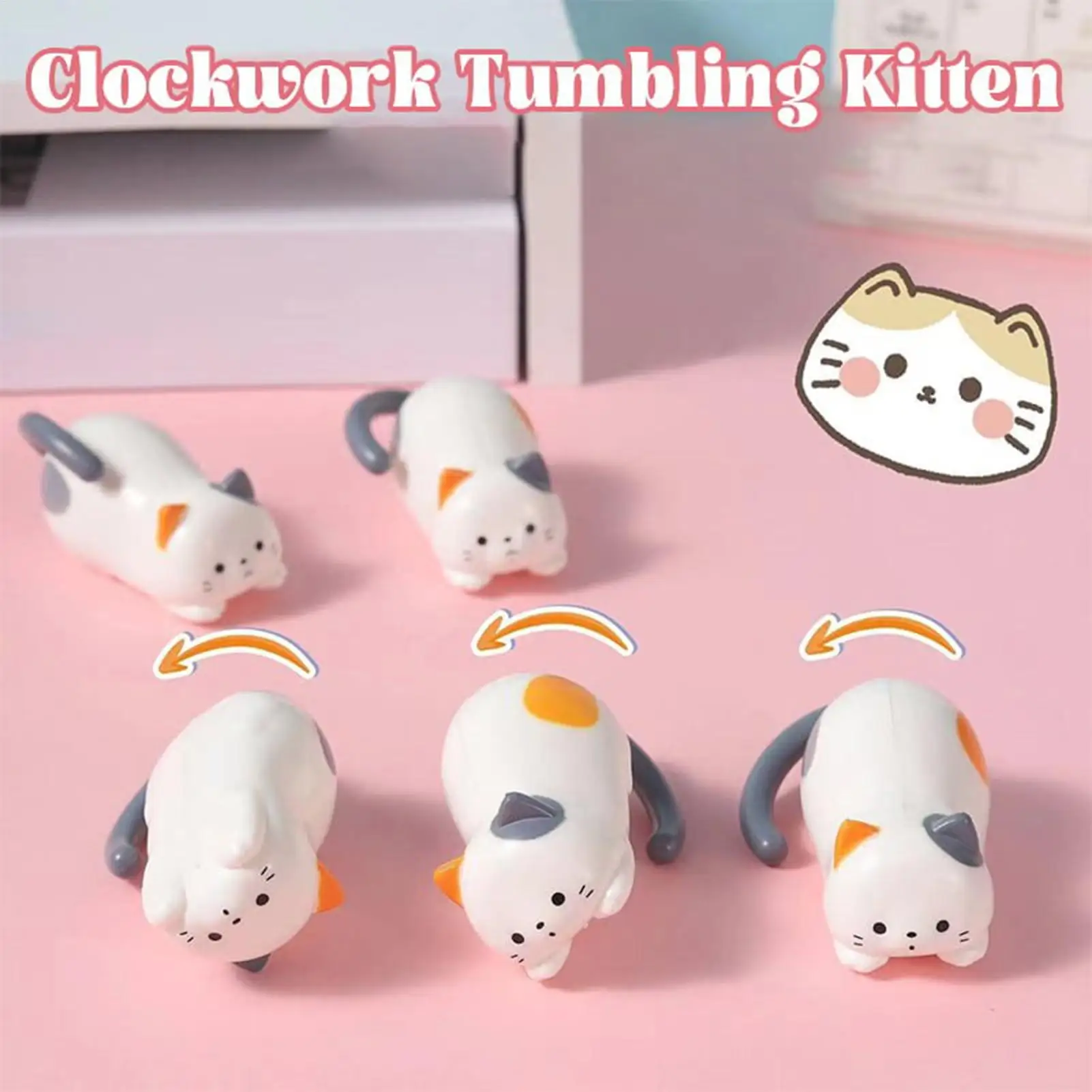 1PC Clockwork Cat Miniatures for Stress Relief Entertainment Clockwork Rolling Kitten Toy for Endless Fun and Relaxation