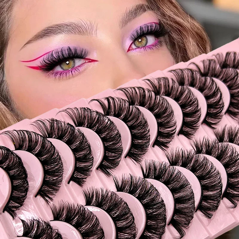 10 Paar dramatische falsche Wimpern 10–23 mm russische falsche Wimpern flauschige dichte DD Curl große Curling-Bogen-Wimpernverlängerungen – Detail 1