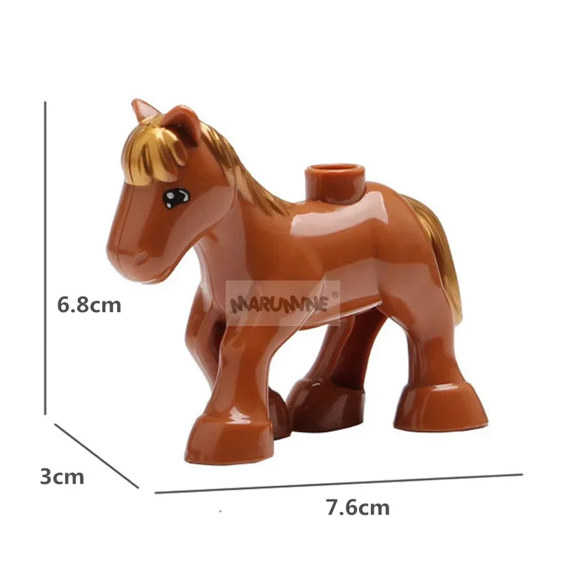 MARUMINE-Modelo de Blocos de Construção Animal para Crianças, Farm Set, Cavalo, Gato, Cão, Frango, Coelho, Acessórios Zoo, Brinquedos Educativos DIY, 9Pcs