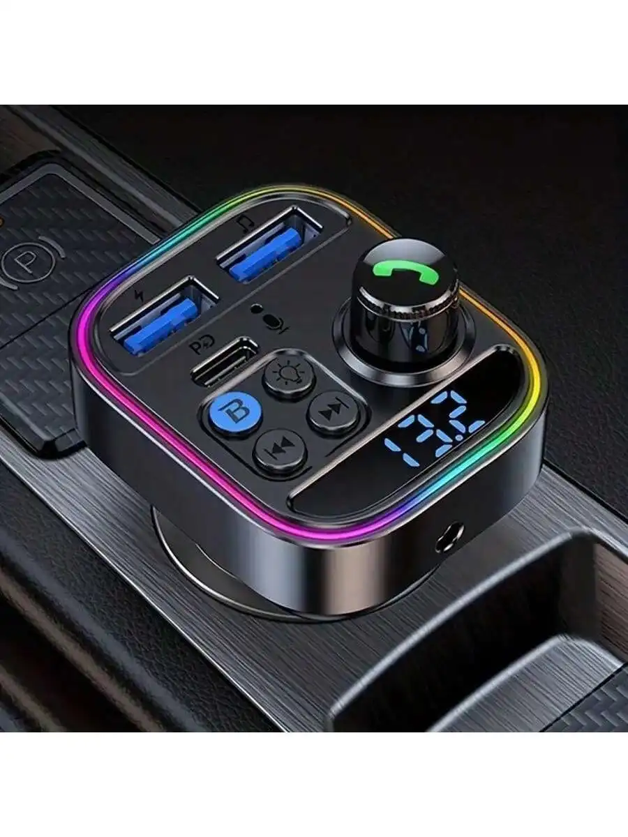 

Car Charger Fm Transmitter Wireless Handsfree Calling Aux Audio Mp3 Player Type C Pd 30W Dual USB Fast Charging Car Charger, Pd30