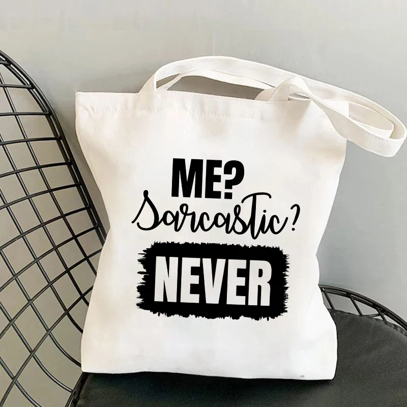 

New Me Sarcastic Never Letter Print Shopping Bag Tote Bag Fashion Women Girl Shoulder Bag Travel Bag Daily Handbag