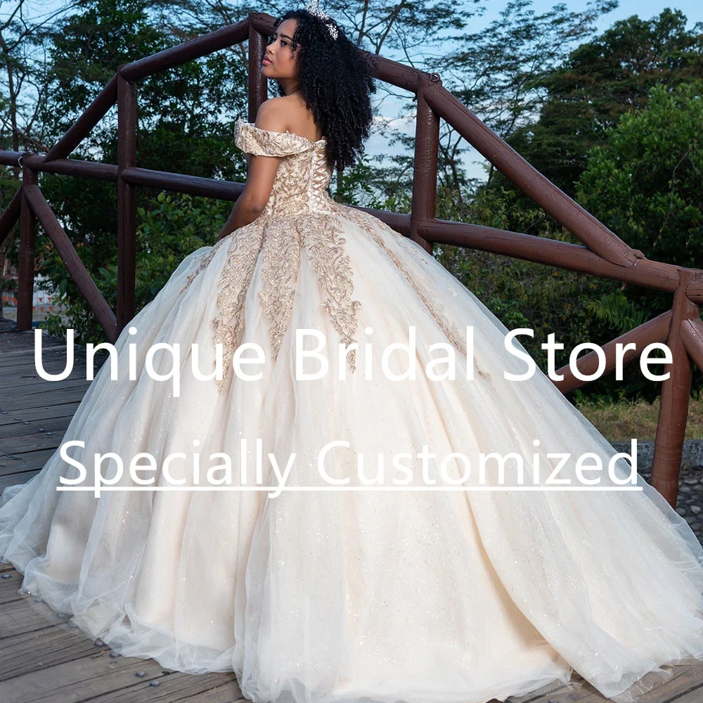 Customized 2023 Exquisite Quinceanera Dresses V-Neck Off The Shoulder Vestidos De Quinceañera Sleeveless Appliques Tulle Lace-up