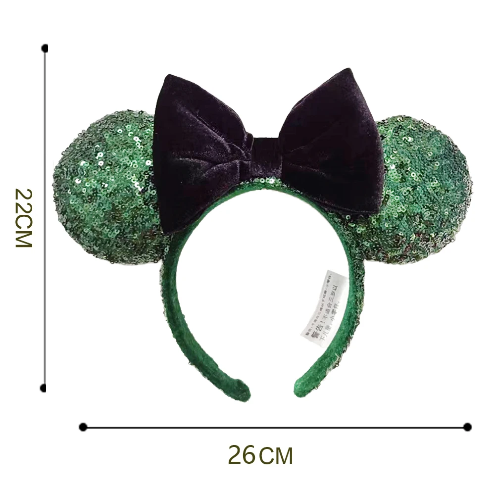 Luxury Green Mickey Mouse Ear Headbands Glitter Princess Party Decoration Cosplay Hair Accessories Hairband for girl Women Adult 2